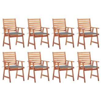 vidaXL Vidaxl - Sillas Comedor De Jard&iacute;n Y Cojines 8 Uds Madera Maciza Acacia