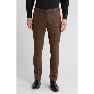 Elie Tahari Plaid Slim Fit Dress Pants in Brown at Nordstrom Rack, Size 36 X 30