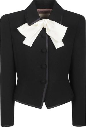 Valentino Garavani Crepe jas met strikdetail - Dames - Blazers - Zwart - M - Wol - Jassen
