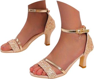 Generic Womens Sandals & Slides Peep Toe Ankle Strap Chunky Heel Roman Sandals Summer Evening Dress Shoes Wide Fit