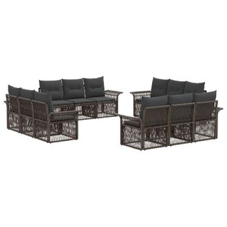 vidaXL Conjunto De Sof&aacute;s De Jard&iacute;n 12 Pcs Gris Rat&aacute;n Sint&eacute;tico Vidaxl