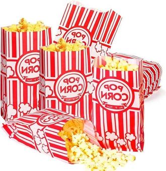 No Brand Bolsas De Papel Para Palomitas De Ma&iacute;z - Peque&ntilde;as - 21 X 9 Cm - Rayas Rojas Y Blancas - Para Palitos De Pretzel Y Mesa De Dulces - Palomitas De Ma&iacute;z -