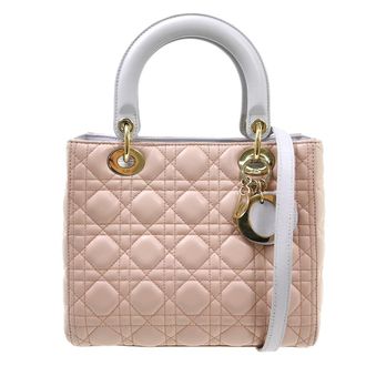 Dior Lady Dior Bag Cannage Quilt Lambskin Pink Leather Handbag (Pre-Owned)