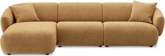 Castlery Auburn Chaise Sectional Sofa Left Facing Customized, (Washed Chenille) Caramel, Machine Washable, Modular for Sofas, Brown, Castlery