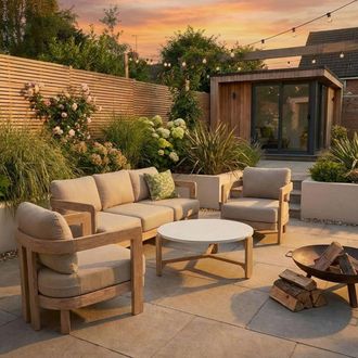Royalcraft EVORA 5-Seater Wood Lounging Set with Coffee Table in Beige
