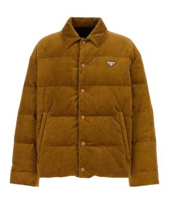 Prada Ochre Corduroy Down Jacket Size L