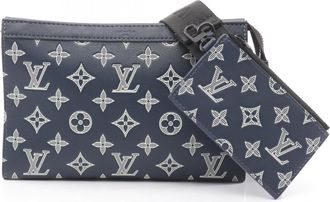 Louis Vuitton Navy White Monogram Shadow Handbag Shoulder Bag (Pre-Owned)