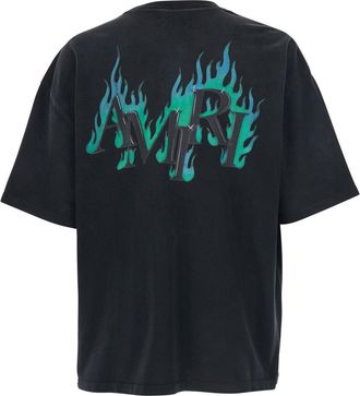 Amiri Mens T-Shirt With Logo Print Black Cotton T-Shirts And Polos
