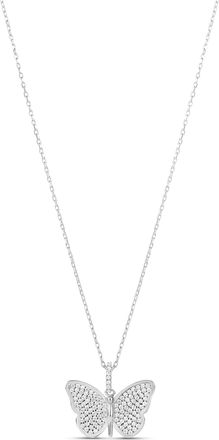 SHYMI Pav&eacute; Butterfly Necklace -.925 Sterling Silver, 14k Gold-Plated - Rhodium Plated, Cubic Zirconia Pav&eacute; Detailing, Adjustable Chain