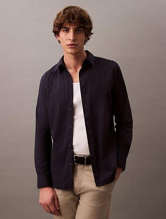 Calvin Klein Camisa Slim Con Botones De Algod&oacute;n El&aacute;stico