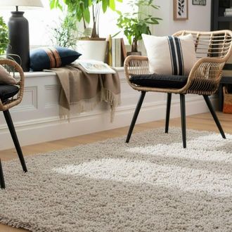 Kukoon Beige Shaggy Rug Fluffy Bedroom Runner Soft Plush Pile Carpet | Size: 280 cm x 380 cm