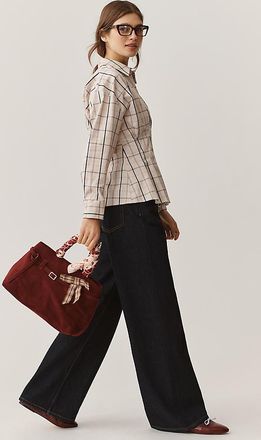 Exquise Tobie Long-Sleeve Waisted Button-Down Shirt Top