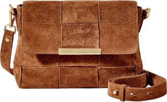 Mint Velvet Lara Tan Suede Woven Crossbody Bag at Nordstrom