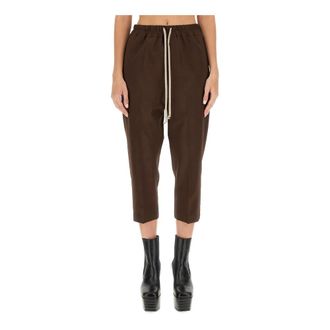 Rick Owens Drawstring Astaires Cropped Broeken - Dames - Vrijetijds broeken - Bruin - XS - Wol - Broeken