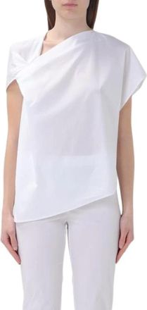 Liviana Conti Asymmetrische Top met Halslijn - Dames - Blouses - Wit - L - Katoen - Overhemden
