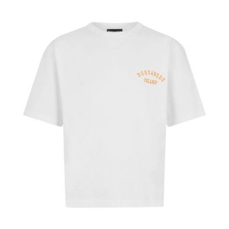 Dsquared2 T-Shirts, male, White, Size: XL Vintage Dyed T-shirt