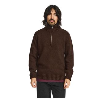Revolution Half-Zip Knit - Heren - Truien - Bruin - Maat: M Wol