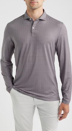 Johnnie-O Printed Track Stripe Long Sleeve Performance Polo in Black at Nordstrom, Size Xx-Large