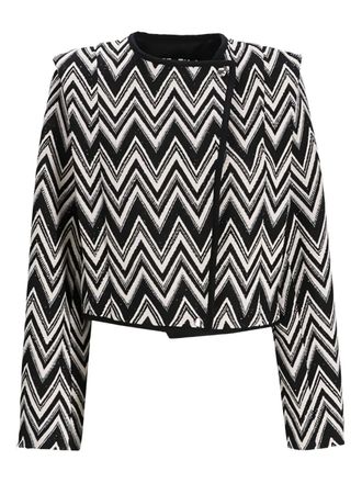 BOSS Jijaca zigzag-pattern jacket - women - Cotton - 36 - Black