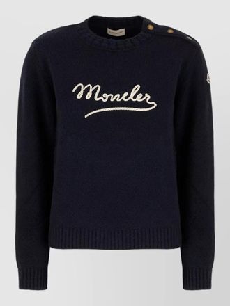 Moncler stretch cotton blend sweater button shoulder
