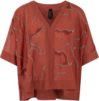 Marc Cain Overhemden, Dames, Rood, L, Polyester, Verfraaide Viscose Blouse