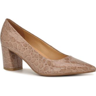 Nine West Kaylen Croc-Embossed Pump in Tan Croco at Nordstrom Rack, Size 9.5