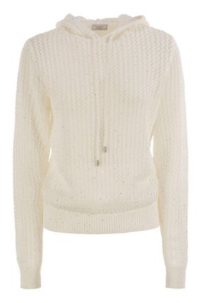 PESERICO Peserico Womens Pure Cotton Cordonet Jumper With Sequins - Ivory - Size EU 44 (Womens)