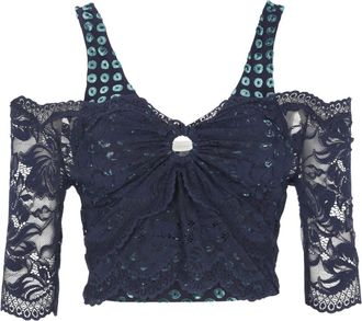 Paco Rabanne Dubbele top met centrale ring - Dames - Blouses - Blauw - M - Overhemden