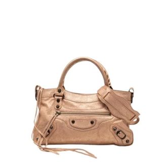 Balenciaga Pre-owned Metallic Suede Satchel - Dames - Vintage Handtas - Roze - ONE Size - Leer - Vintage