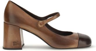 Miu Miu Brown Color Block Jane Pumps