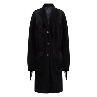 R13 Fringe Leather Coat - female - R13 - Leather Jackets - Black - M - Jackets