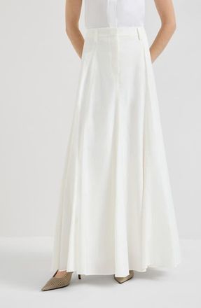 Brunello Cucinelli Flared skirt with monili in White at Nordstrom, Size 38 It