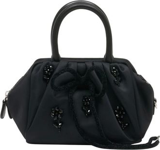 Simone Rocha Handbags, female, Black, Size: ONE SIZE Embellished Mini Gathered Top Handle Bag