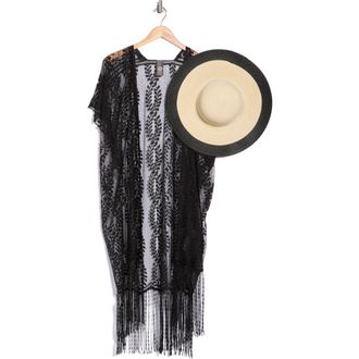 Vince Camuto Lace Shawl & Hat Set in Black at Nordstrom Rack