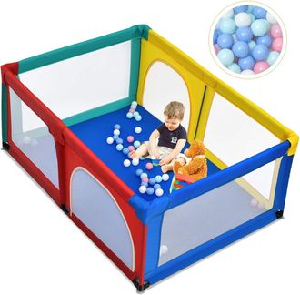 Costway Costway - Parque De Juegos Para Ni&ntilde;os Centro Actividad Port&aacute;til Y Seguro Para Ni&ntilde;os Con Cerca Valla Extra Con Red Transpirable