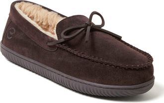Dearfoams Mens Douglas Genuine Suede Moccasin House Shoe Slipper