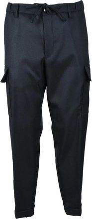 Michael Coal Tailored Blue Trousers with Cargo Pockets and Drawstring Waist