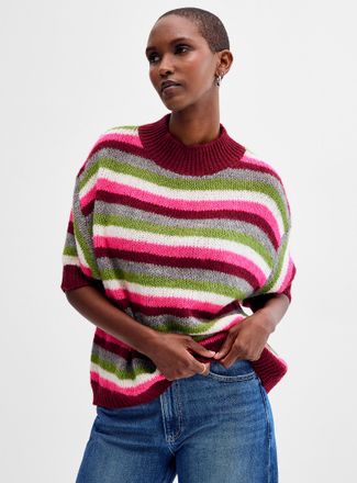 Contemporaine Womens Colourful stripes fuzzy sweater Exclusive collection from Italy