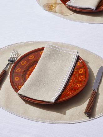 La Gallina Matta D. Q Embroidered Linen Napkins (Set of 4)