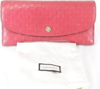 Gucci Red Color Leather Long Wallet (Bi-Fold) (Pre-Owned)