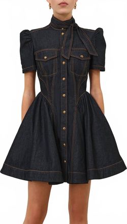Zimmermann Denim Corset Mini Dress In Onyx Blue