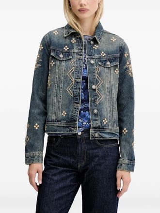 Desigual Giacca denim con ricamo - Blu