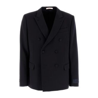 Valentino Garavani Blazers, male, Black, Size: L Double-Breasted Wool Jacket