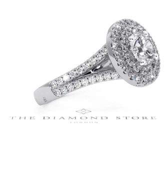 The Diamond Store Camilla GIA Diamond Halo Engagement Ring in Platinum 1.65ct G/SI2