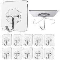 OEM (10 Unidades) Gancho Autoadhesivo Transparente, M&aacute;x. 15 Kg, Para Toalleros De Pared, Soportes Para Toallas, Toalleros De Ba&ntilde;o, Toalleros De Cocina, So