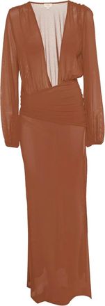 Camila Coelho Abito con scollo profondo - Marrone