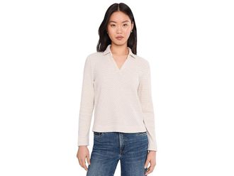 Nic+Zoe Petite Textured Tuck Stitch Knit Polo Womens Clothing Neutral : PP, Cotton/Elastane/Polyester