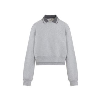 Miu Miu Grey Collar Logo Sweatshirt