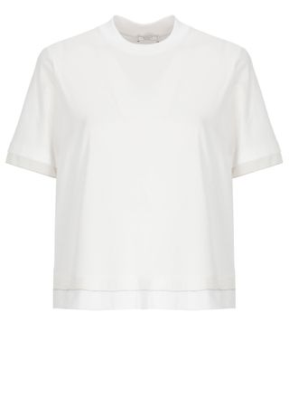 PESERICO White Cotton Embellished T-Shirt