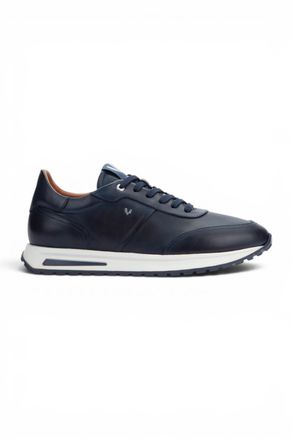 Martinelli Mens Blue Leather Sneakers Trainer Lace-Up Shoes - Hanbury